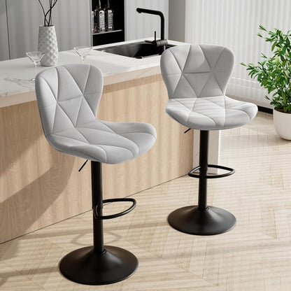 Bar Stools Set of 2,Counter Height Barstools with Backs Faux Leather