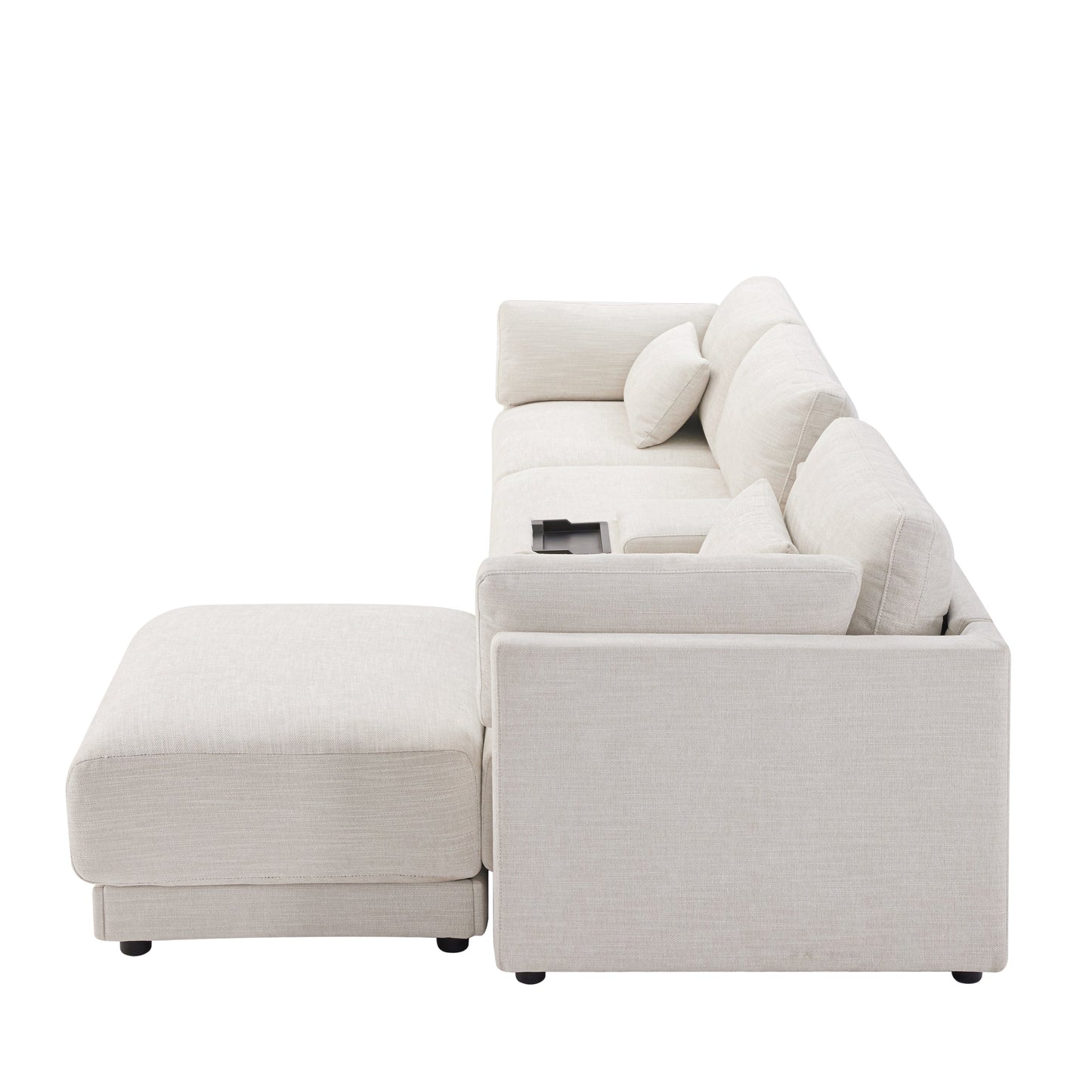 124'' Modular Sectional Sofa with Storage Console and Movable