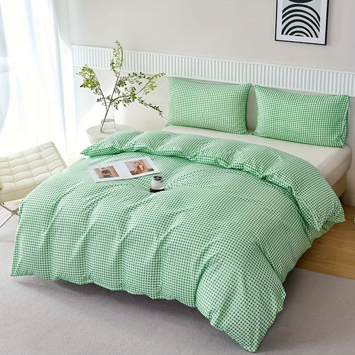 Plaid Quilt Cover 3Piece Bedding Set