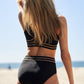 Sporty Solid Sleeveless Two-Piece Swimsuit Bikini