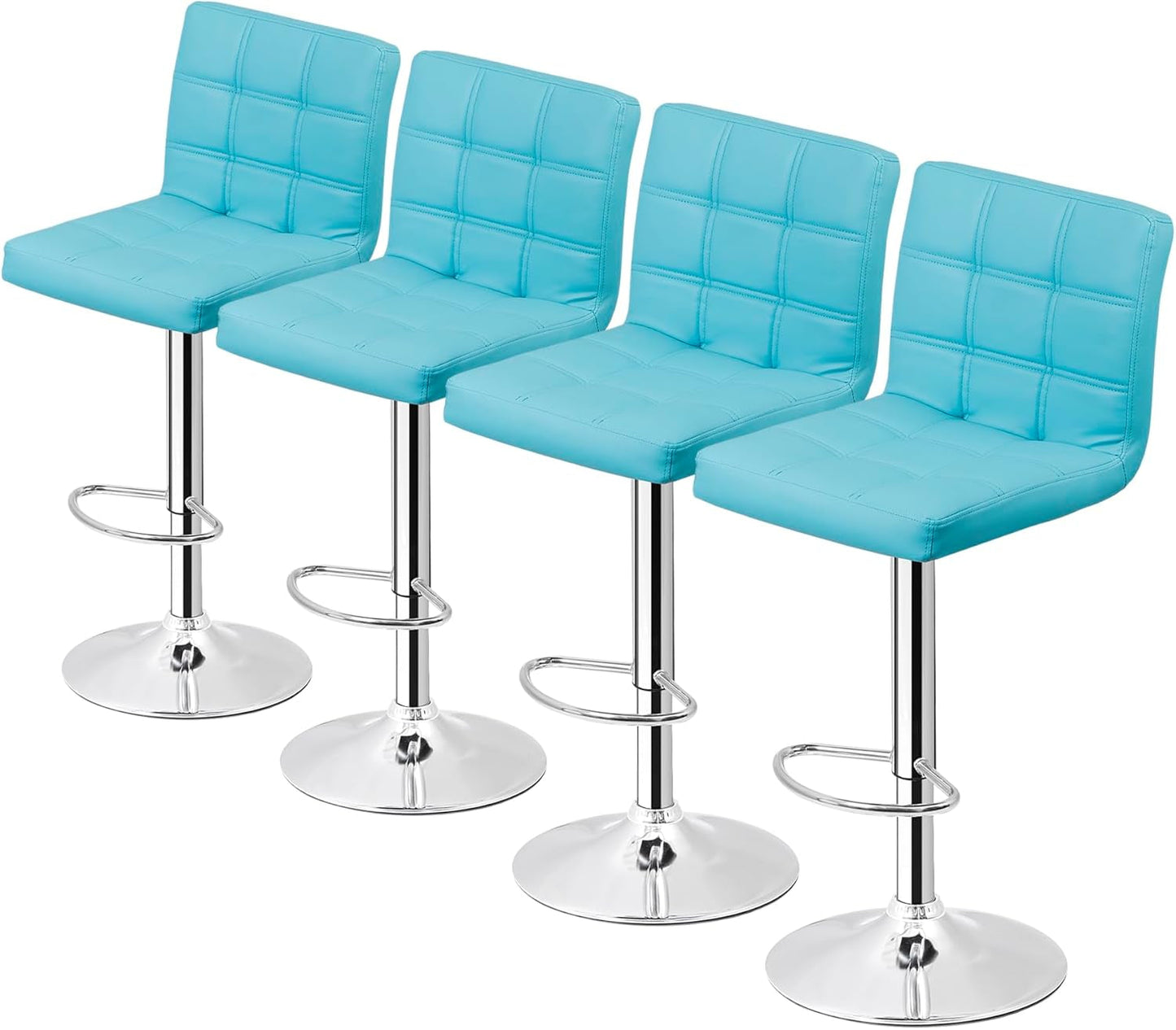 Set of 4 Adjustable Swivel Barstools, Modern PU Leather Kitchen