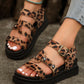 Chestnut Leopard Print Hollow Out Wedge Sandals