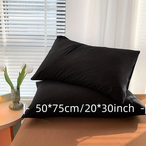 Set of 2 Brushed Solid Pillow Covers No Inserts