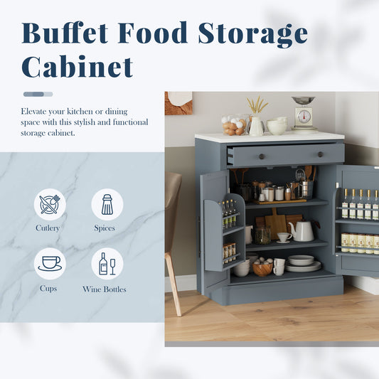 Modern Freestanding Kitchen Pantry,Buffet Food Storage, Coffee Bar