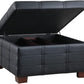 Black Faux Leather Storage Ottoman with Tray