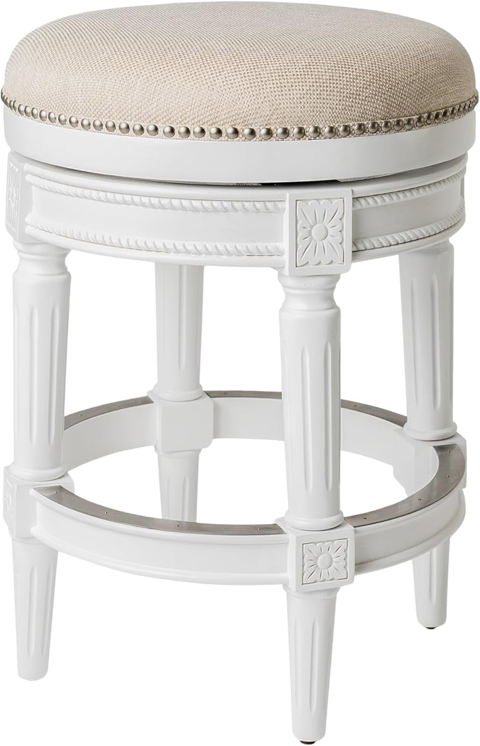 Pullman 26 Inch Tall Backless Alabaster White Finish Counter Height