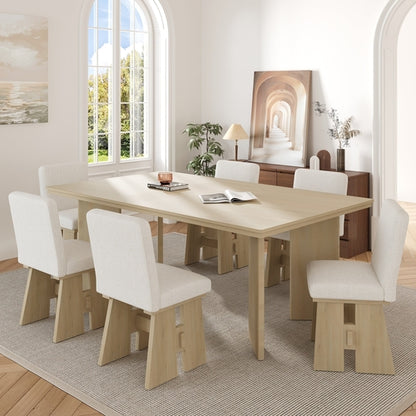 Modern 7-Piece Dining Table Set with 6 Upholstered Dining Chairs,