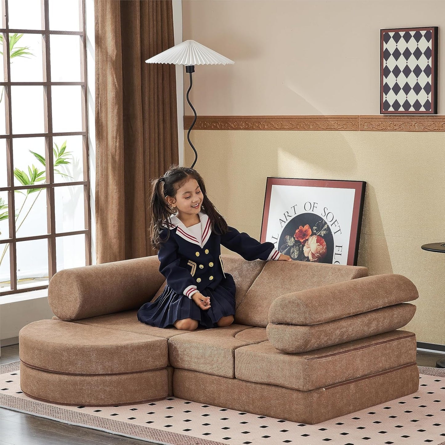 Kids Couch 14PCS Luxury, Floor Couch Floor Sofa Modular Furniture for