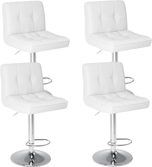 Bar Stools Set of 4, Armless PU Leather Adjustable Swivel Barstools,
