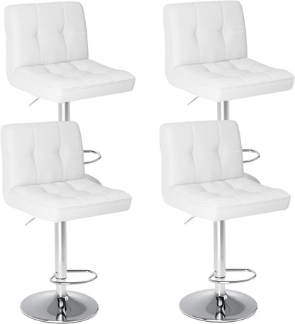 Bar Stools Set of 4, Armless PU Leather Adjustable Swivel Barstools,
