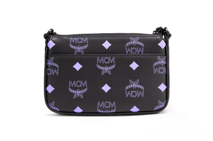 MCM Splash Logo Dahlia Purple Smooth Leather Mini Pouch Crossbody