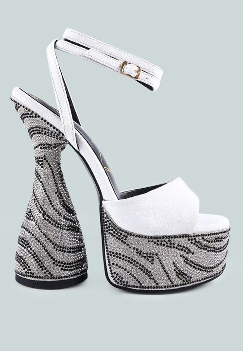 Backstage Rhinestone Embellished Ultra High Platform Sandals