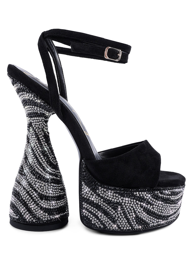 Backstage Rhinestone Embellished Ultra High Platform Sandals