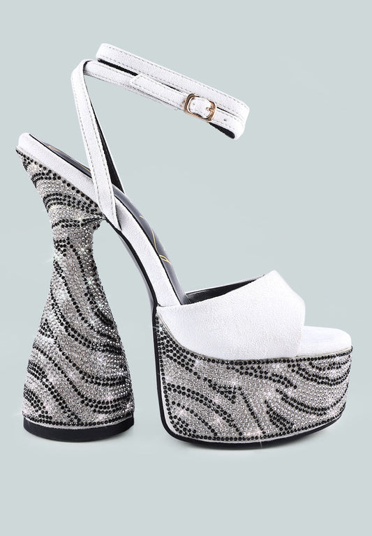 Backstage Rhinestone Embellished Ultra High Platform Sandals