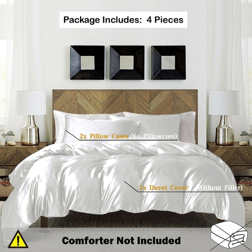 Luxurious Satin 3Piece Duvet Cover Set  Solid Color