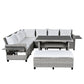 5-Piece Outdoor Patio Rattan Sofa Set, Sectional PE Wicker L-Shaped