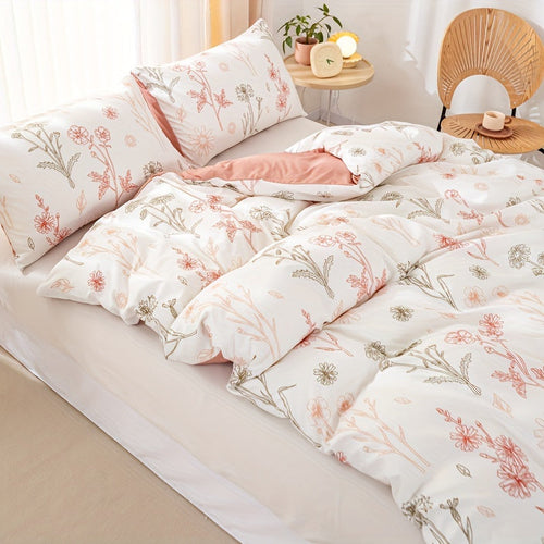 3Piece Floral Duvet Cover Set Soft Pastoral Style Bedding