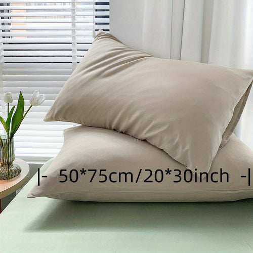 Set of 2 Brushed Solid Pillow Covers No Inserts