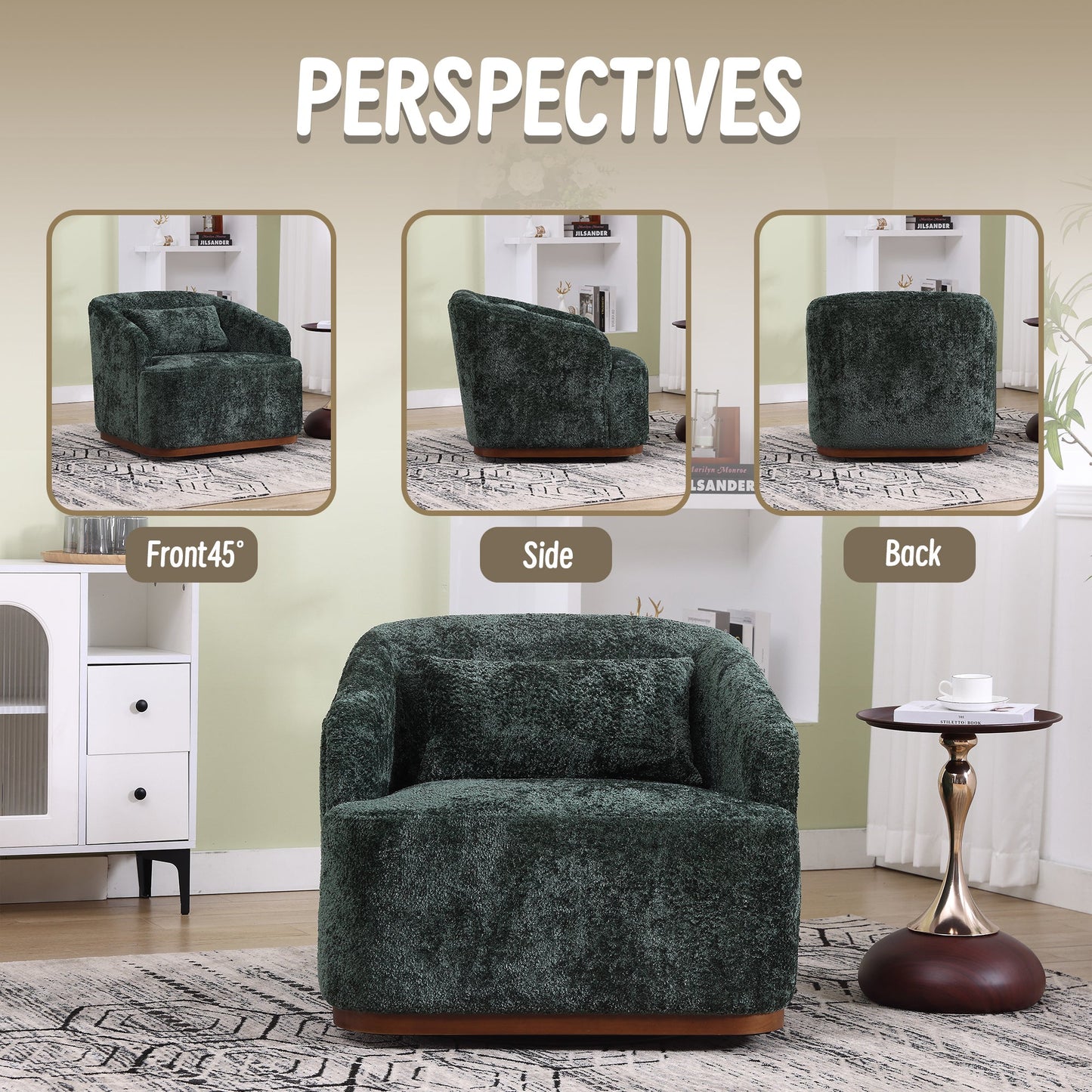 Swivel Barrel Chair, Comfy Round Accent Sofa Chair for Living Room,