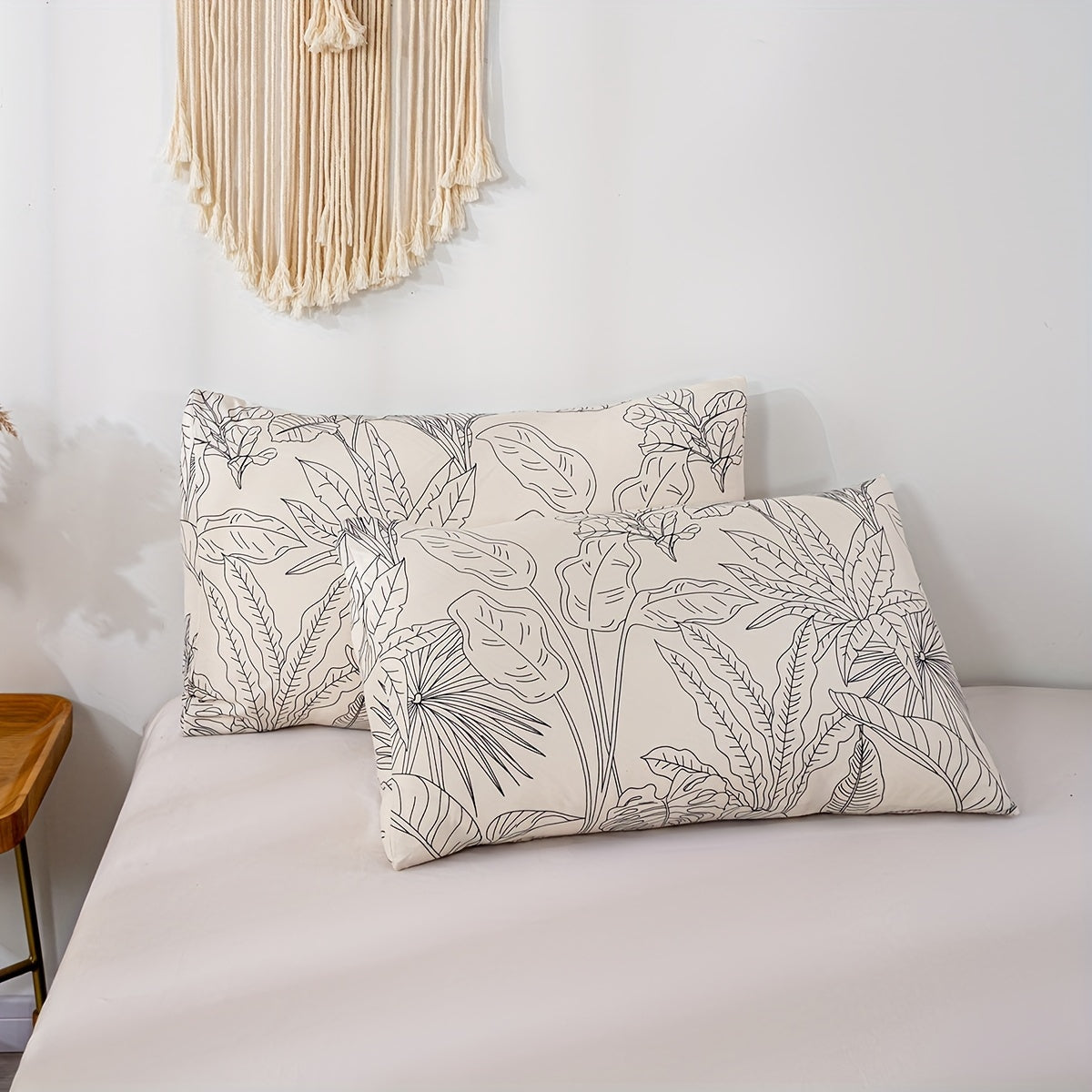 Elegant Leaf Print 3Piece Duvet Cover Set