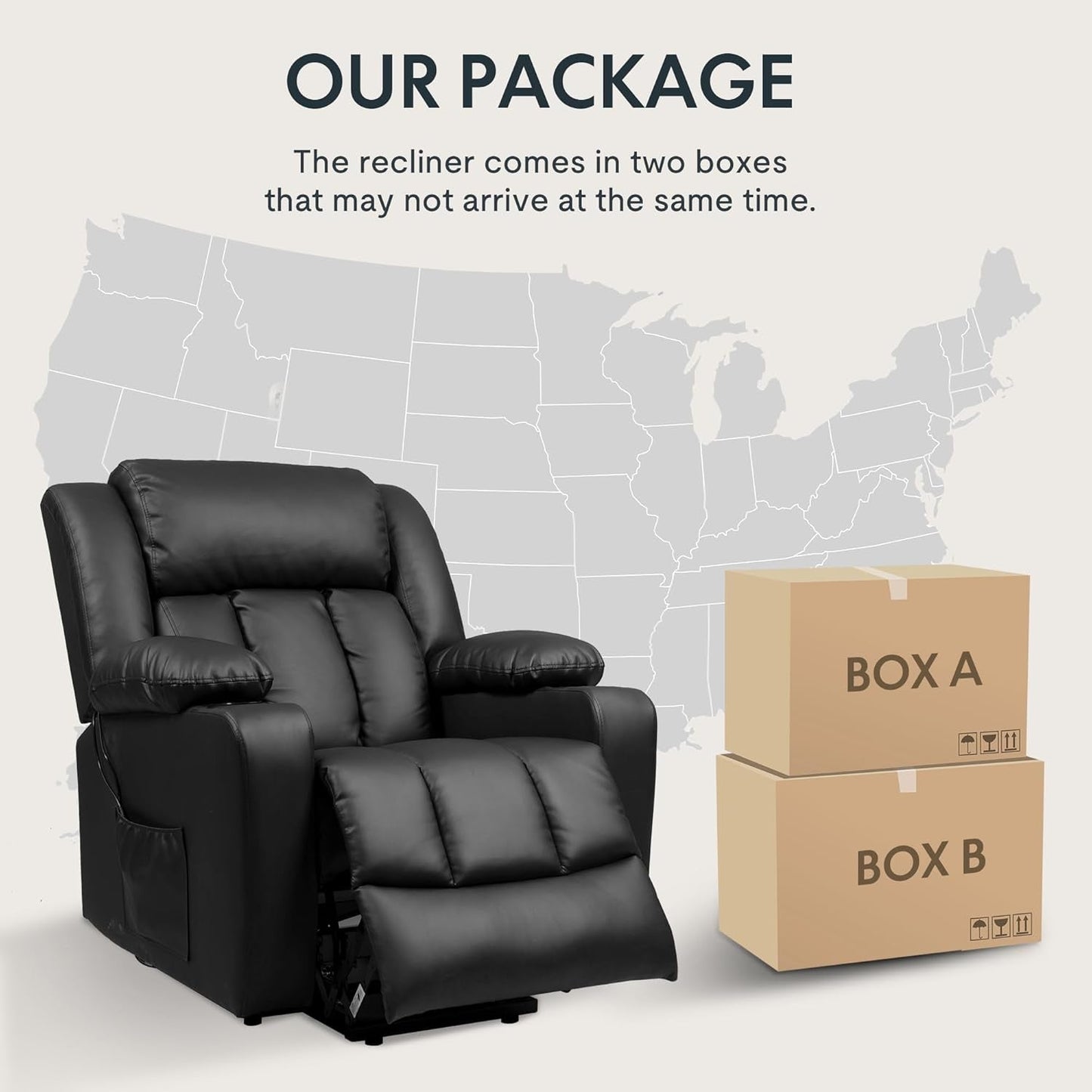 XL31 Power Lift Recliner Chair for Elderly, Oversized Electric Leather