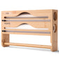 1pc Bamboo Kitchen Wrap Organizer - 4-in-1 Wall Mount Storage for