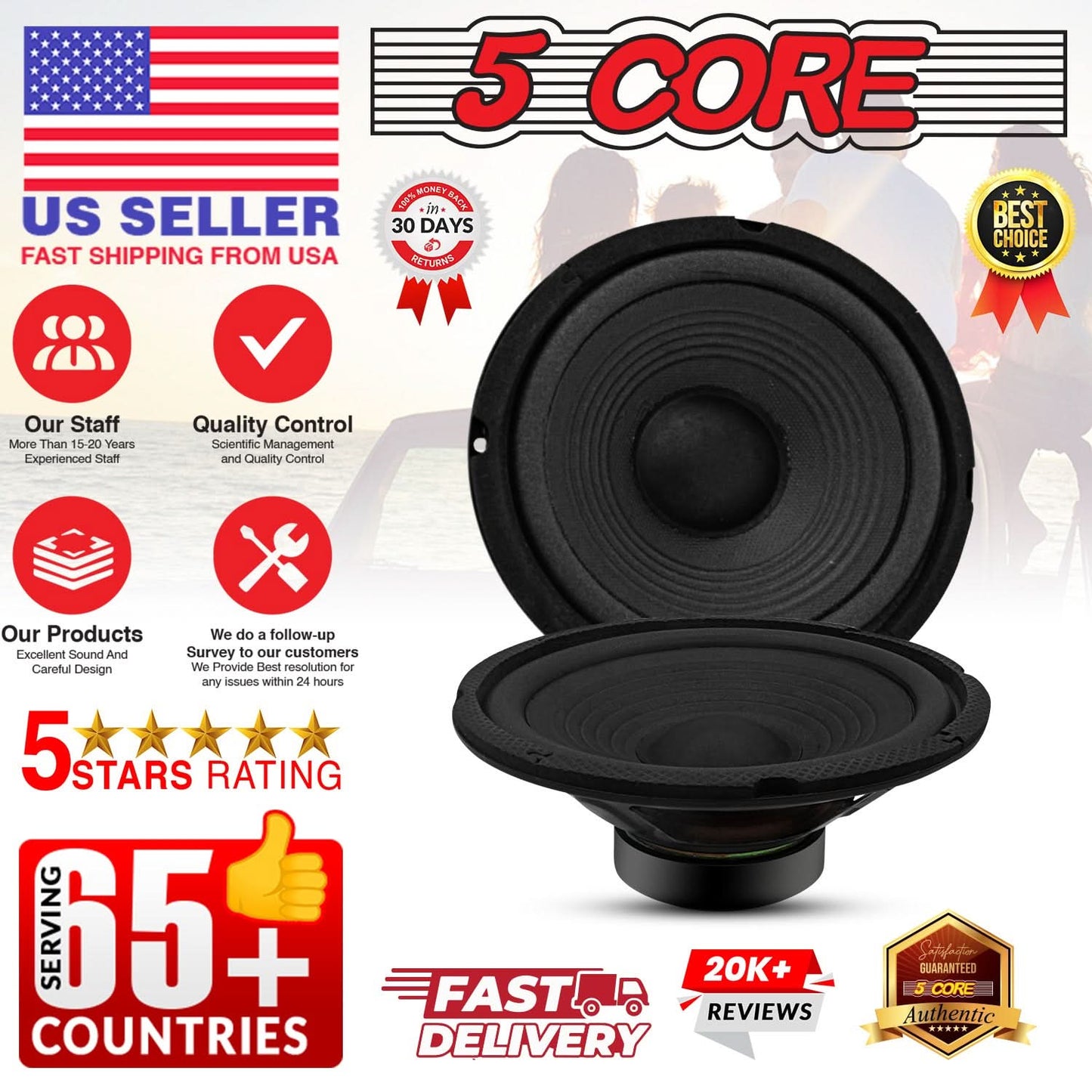 5Core 6 Inch Subwoofer speaker 300 Watt Car Subwoofer 4 Ohm