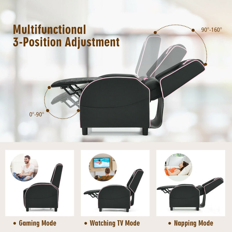 Massage Gaming Recliner Chair with Headrest and Adjustable Backrest