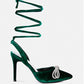 Big Treat Rhinestone Embellished Lace Up Sandals
