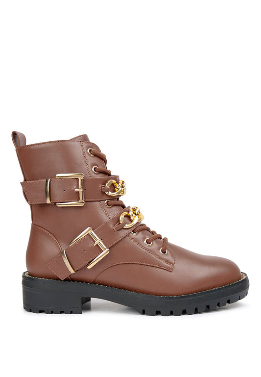 Billy Metal Chain Embellished Biker Boots