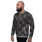 Bomber Jacket for Men - Black and Grey 3d Square Block Pattern