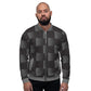 Bomber Jacket for Men - Black and Grey 3d Square Block Pattern