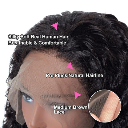 Deep Wave 13x6 Transparent Lace Frontal Brazilian Human Hair Wigs - Walbiz.com