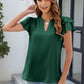 Ruffled Notched Short Sleeve Blouse