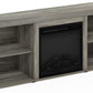 Classic 70 Inch TV Stand with Fireplace, French Oak Grey
