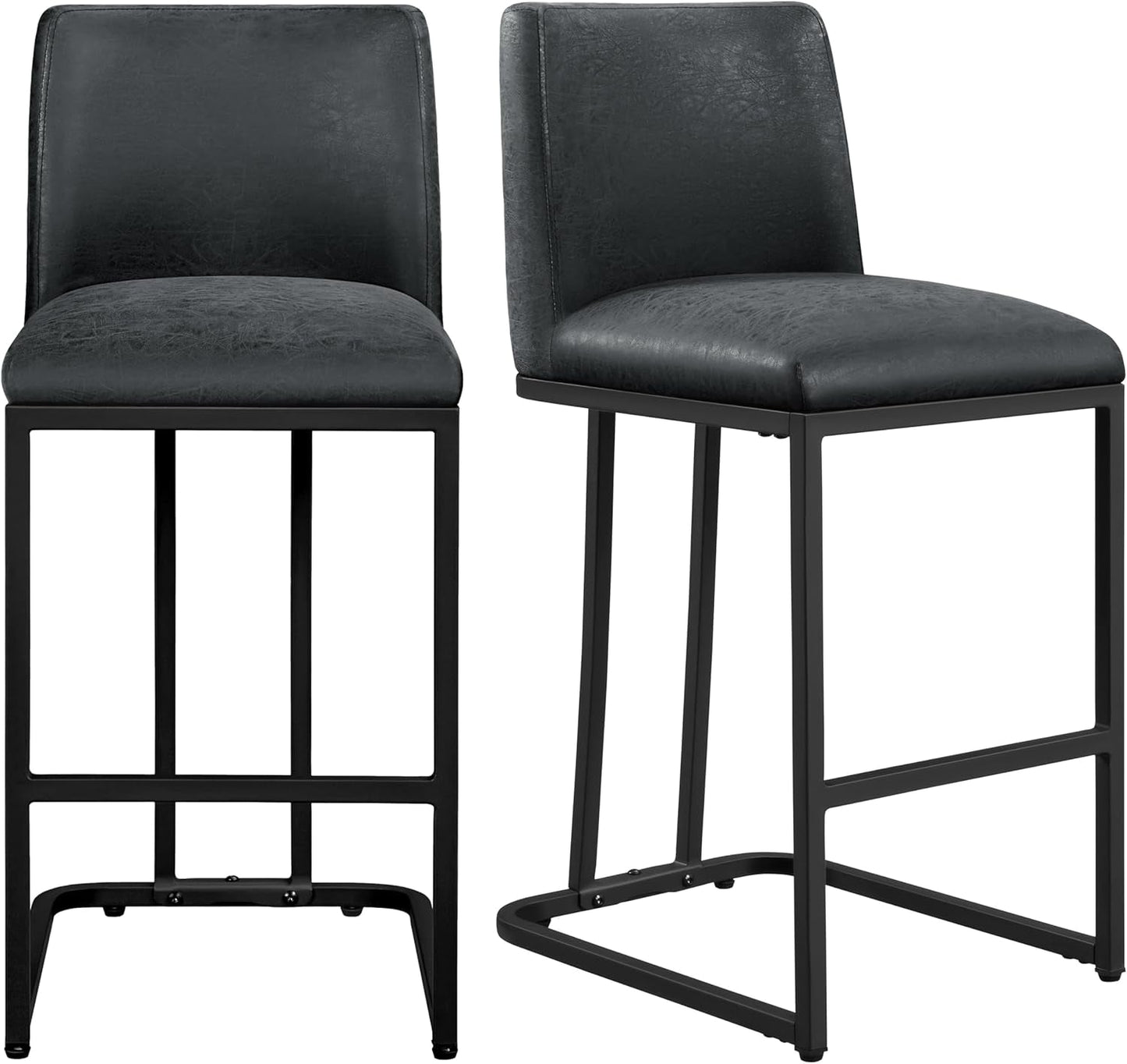 Counter Height Bar Stools 24'' Bar Stools Set of 2 Leather Bar Chairs