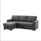 Dark Gray Linen Reversible Sleeper Sectional Sofa With Storage Chaise
