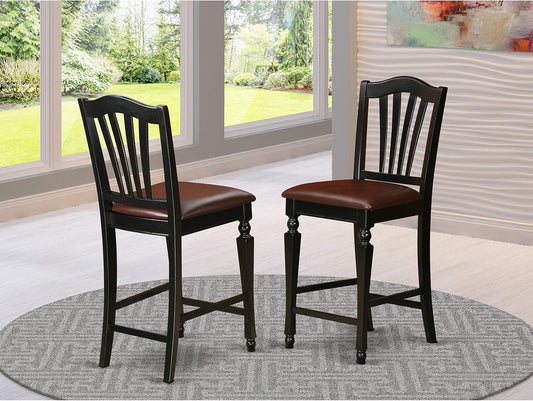 CHS-BLK-LC Chelsea Counter Dining Chairs - Faux Leather Upholstered