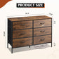 Dresser for Bedroom with 6 Drawers, Wide Fabric Dresser TV Stand for