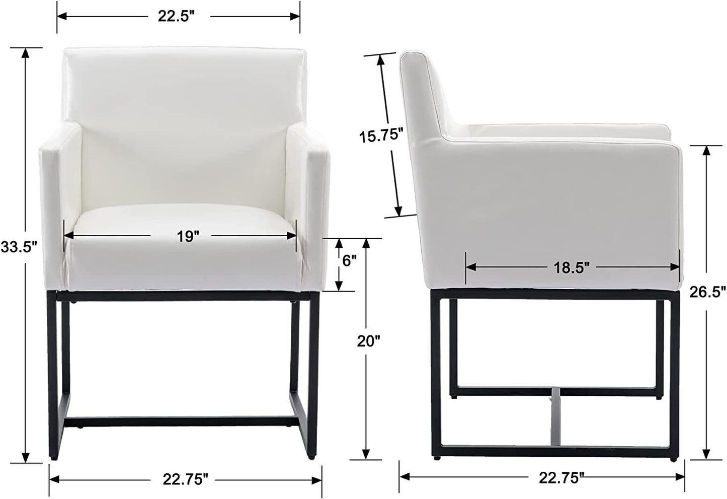 Set of 4 White Upholstered Armchairs