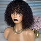 Jerry Curly Bob Cut 100% Human Hair Wigs with Bangs Adjustable Non
