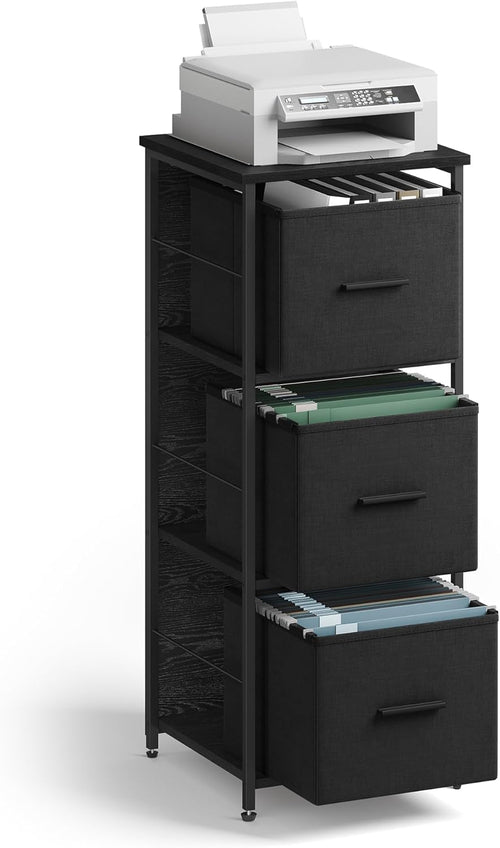File Cabinet with 3 Drawers, Printer Stand, Cube Storage Shelf, for