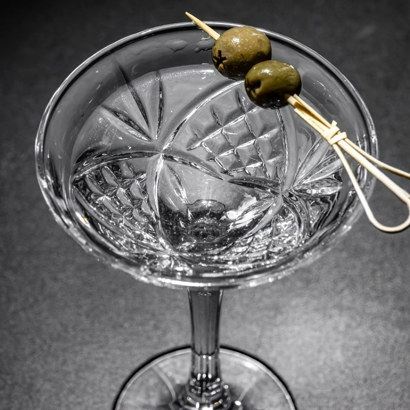 Engraved Martini Glass Set - Insulated Crystal Cocktail Glasses,