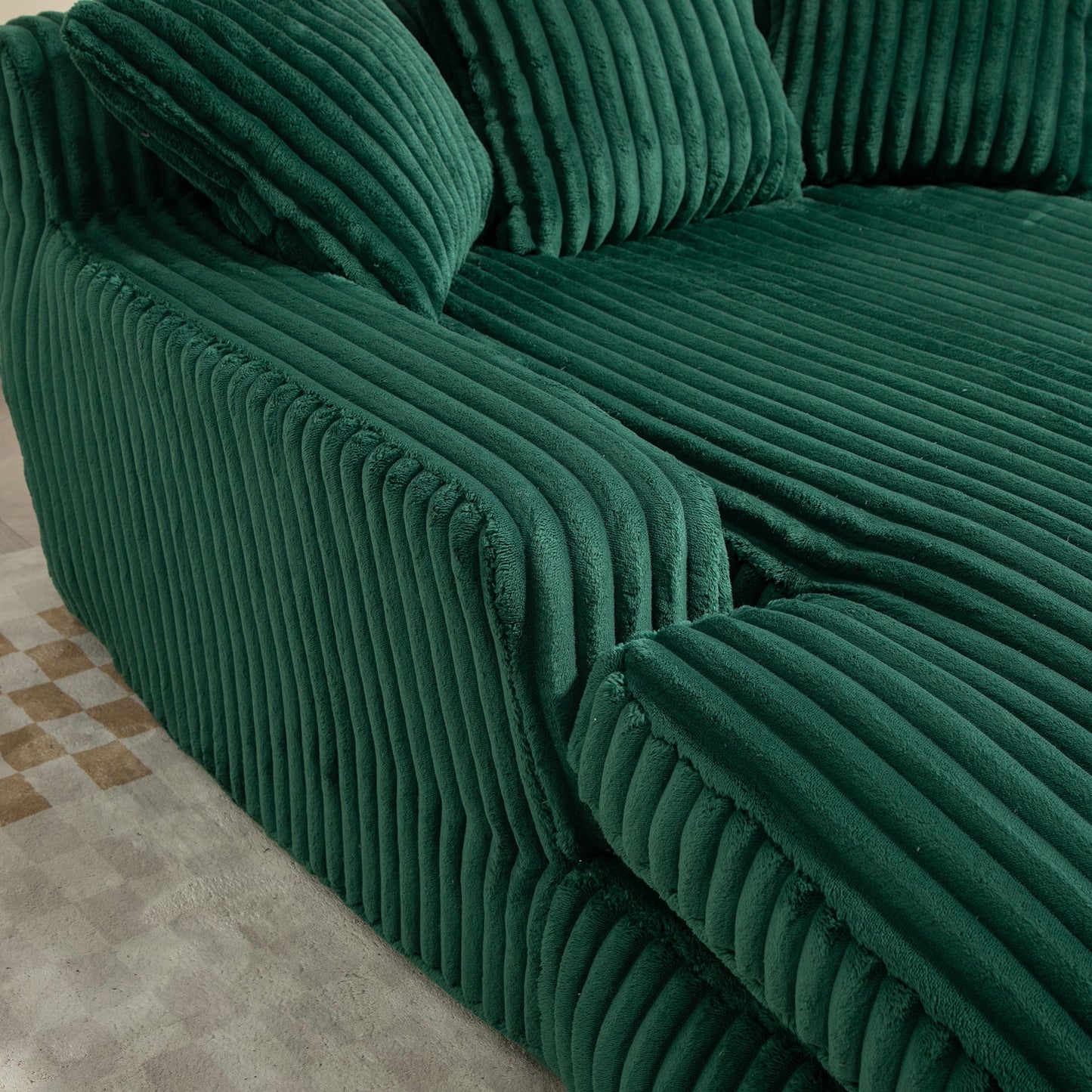 Corduroy lazy sofa With 3 back pillows,Comfy Sofa- Deep Seat Couch for