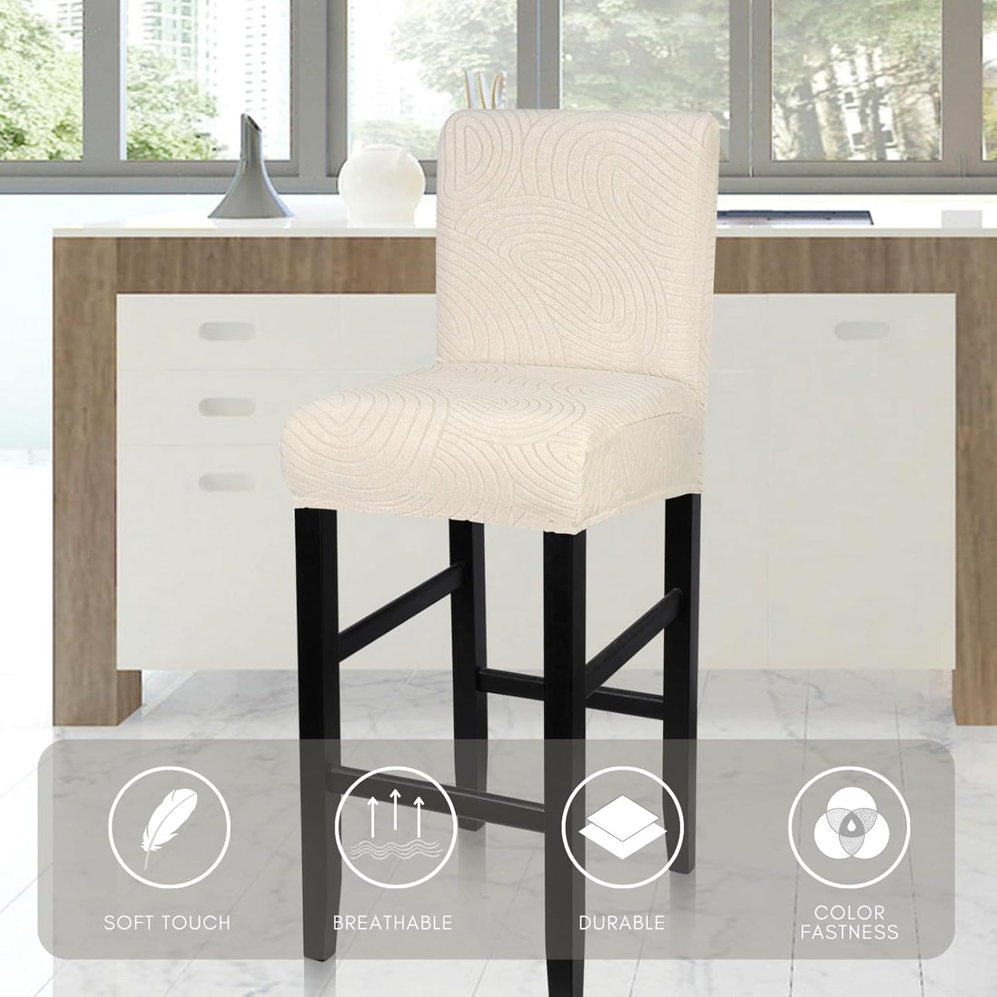 Water Repellent Bar Stool Covers Set of 4, Stretch Washable Barstool