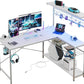 Gaming Desk 51" L-Shaped, with Power Outlets & LED Lights- 4 Tier