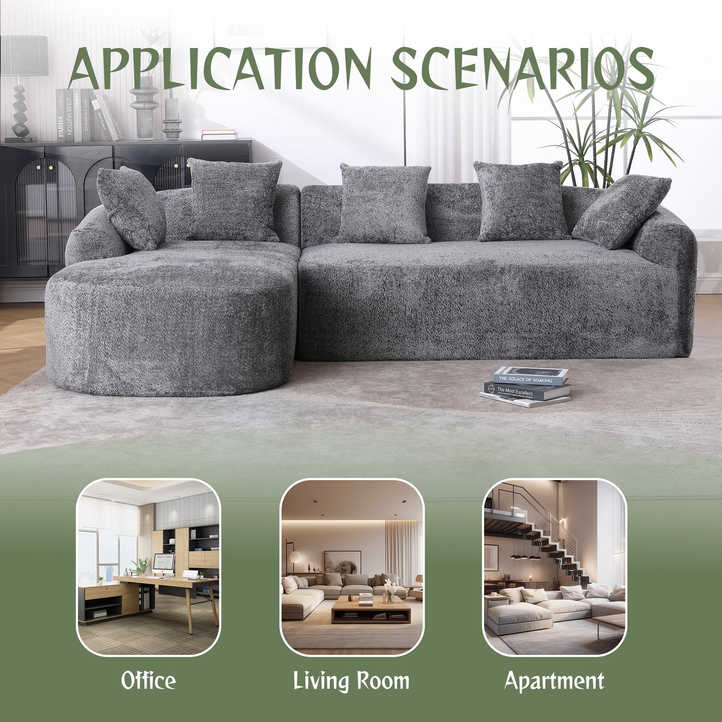 Boucle Sofa 3 Seater for Living Room Oversized Comfy Sofa L-Shape Sofa