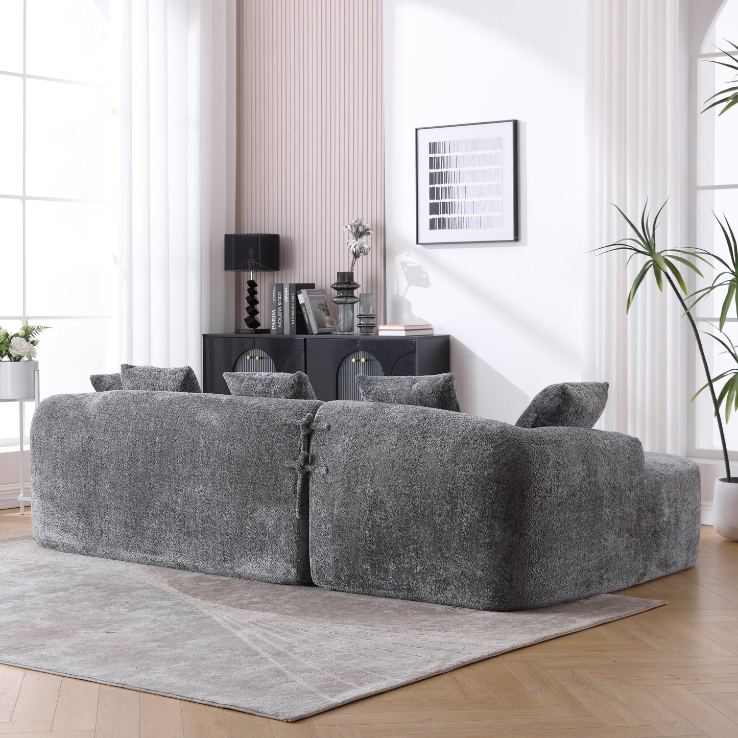 Boucle Sofa 3 Seater for Living Room Oversized Comfy Sofa L-Shape Sofa