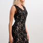 Sleeveless Lace Overlay Dress with Scalloped Edges