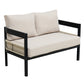 Multi-person Outdoor Iron Sofa Set with A table, Rattan Decoration,